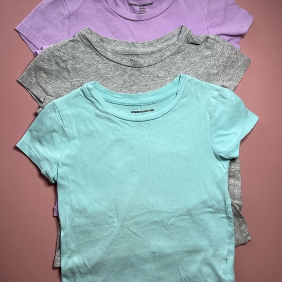 3/$12 Amazon Essentials Short Sleeve Tees Purple and Gray - Picture 1 of 5